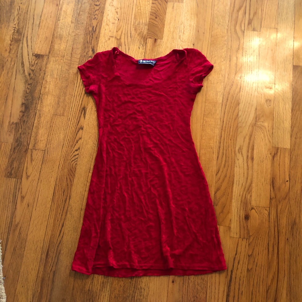 A gorgeous velvet red skater dress